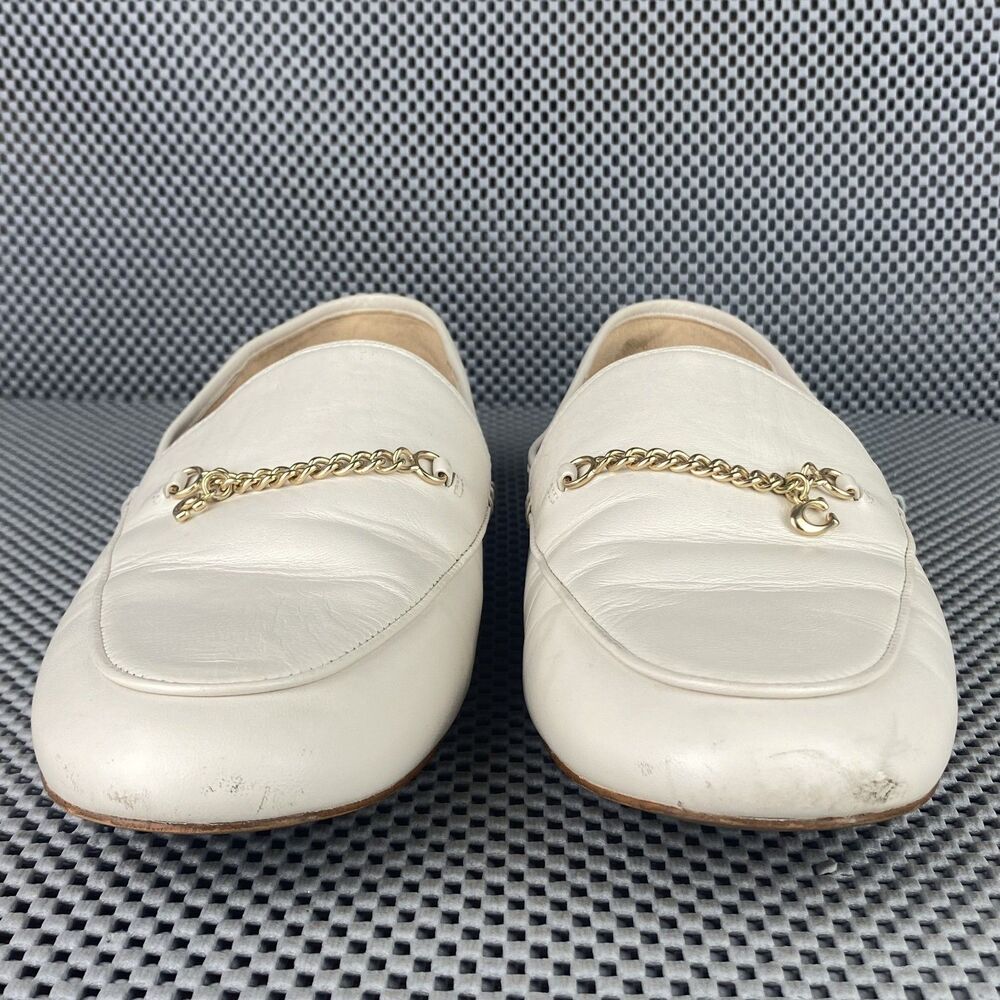 Coach Hanna Loafers Womens 9.5 B Cream Leather Slip On Shoes  Almond Toe Casual - Picture 6 of 12